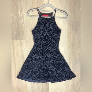 Saks Fifth Avenue Blue Velvet Fit and Flare Dress. Size S